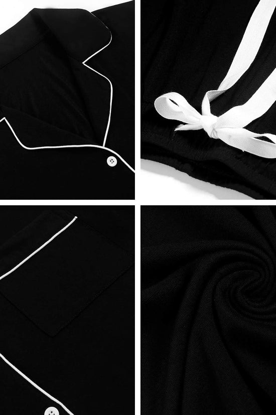 Womens Pajamas Set Short Sleeve Sleepwear Button down Nightwear Shorts Soft Pj Sets S-XXL