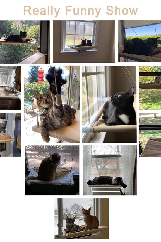 Cat Window Perch for Sill Pets Kitty Window Shelves Beds Cat Hammock-Khaki