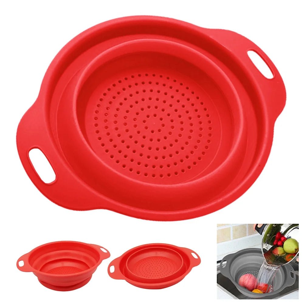 1 X Collapsible Strainer Colander Silicone Bowl 11.8" Kitchen Sink Drainer Tool - Velinare