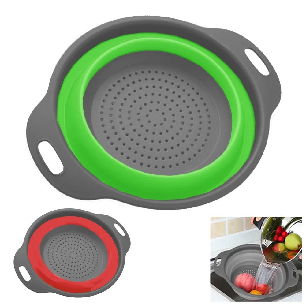 1 X Collapsible Strainer Colander Silicone Bowl 11.8" Kitchen Sink Drainer Tool - Velinare