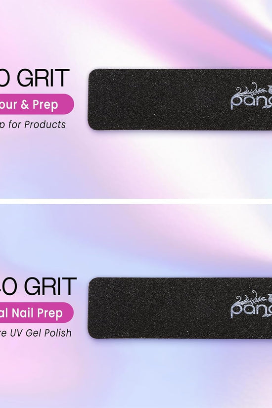 10Pcs - Jumbo Double - Sided Emery Nail File for Manicure, Pedicure, Natural, and Acrylic Nails - Black (Grit 80/80) - Velinare