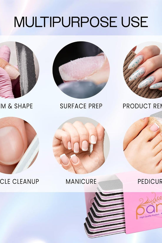 10Pcs - Jumbo Double - Sided Emery Nail File for Manicure, Pedicure, Natural, and Acrylic Nails - Black (Grit 80/80) - Velinare