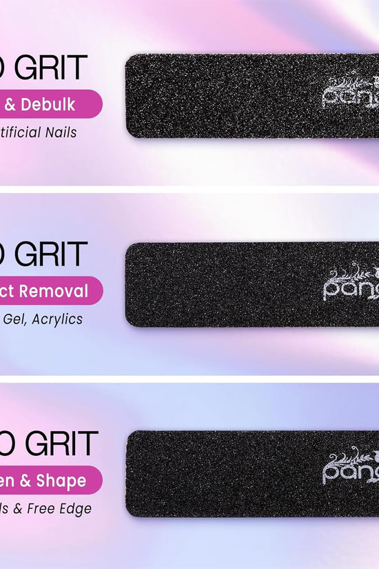 10Pcs - Jumbo Double - Sided Emery Nail File for Manicure, Pedicure, Natural, and Acrylic Nails - Black (Grit 80/80) - Velinare