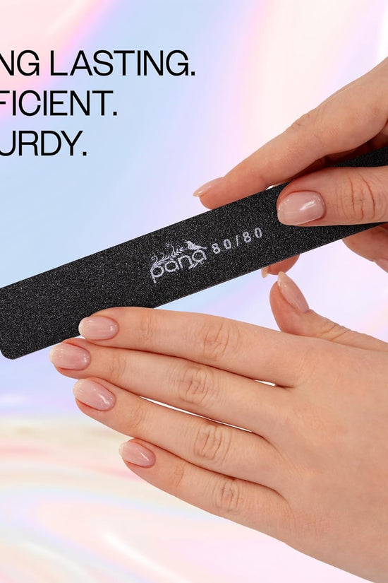10Pcs - Jumbo Double - Sided Emery Nail File for Manicure, Pedicure, Natural, and Acrylic Nails - Black (Grit 80/80) - Velinare