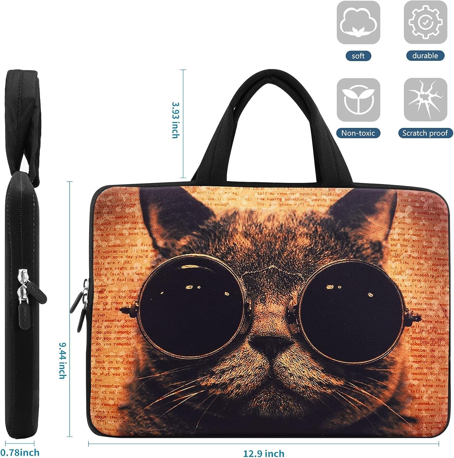 11 11.6 12 12.1 12.5 Inch Laptop Carrying Bag Chromebook Case Notebook Ultrabook Bag Tablet Travel Cover Neoprene Sleeve for Apple Macbook Air Samsung Google Acer HP DELL Lenovo Asus Cat - Velinare