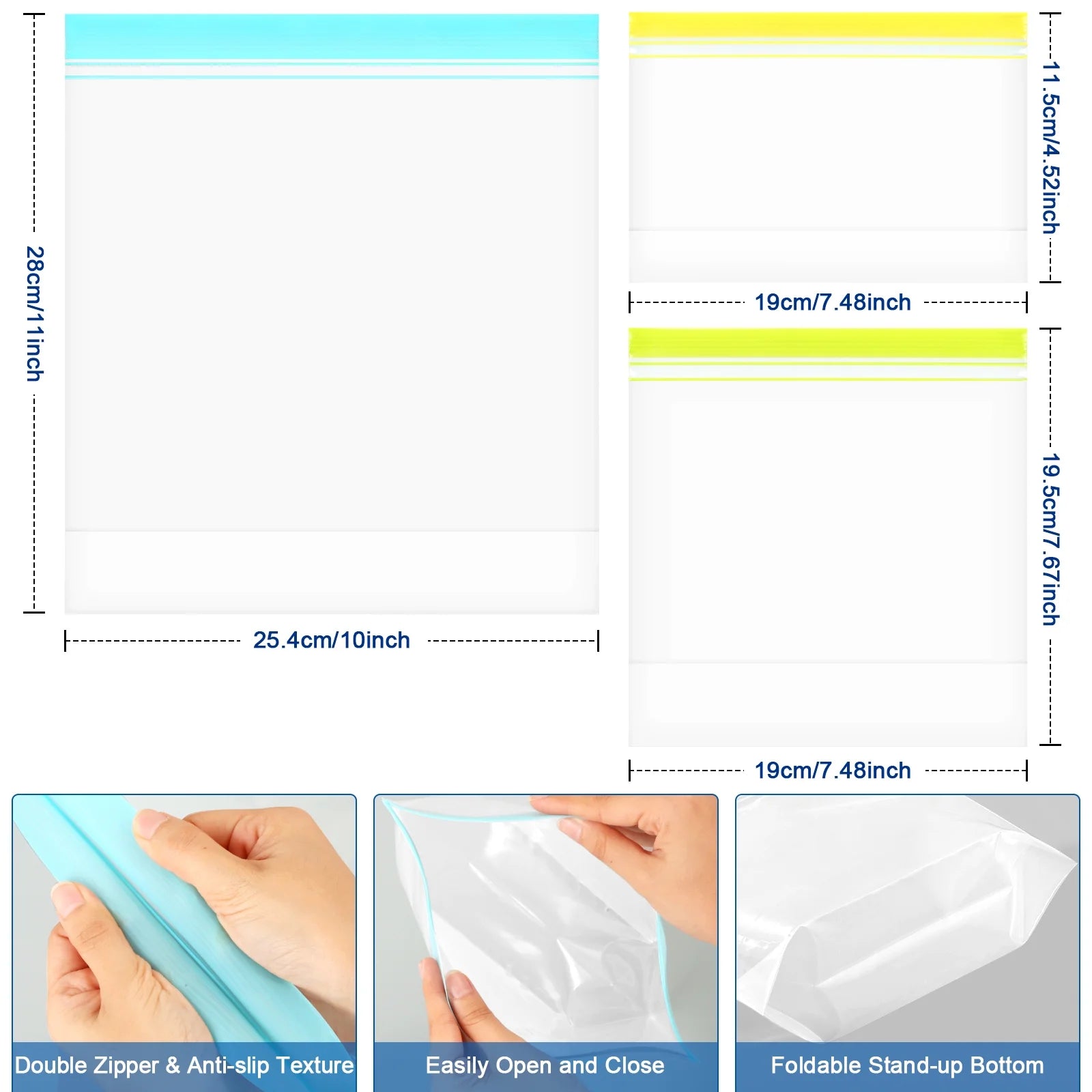 14 Pack Dishwasher Safe Stand - Up Reusable Food Storage Bags, Leakproof Reusable Freezer Bags,Silicone Reusable Sandwich Bags - Velinare