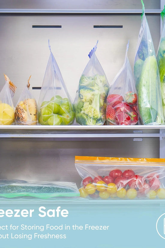 14 Pack Dishwasher Safe Stand - Up Reusable Food Storage Bags, Leakproof Reusable Freezer Bags,Silicone Reusable Sandwich Bags - Velinare