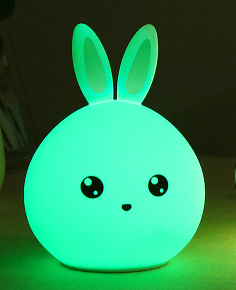 Cute Night Light Animal Rabbit Night Lamps Touch Sensor Silicone LED Colorful Lights