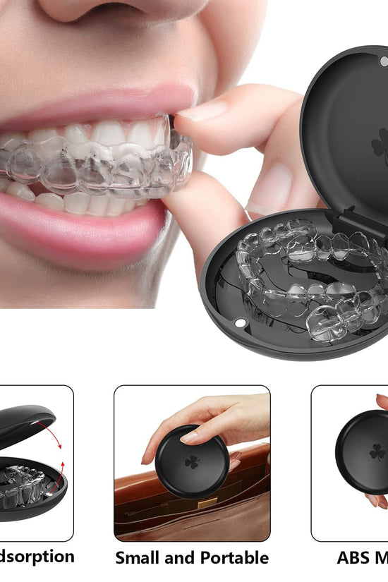 2 Pack Aligner and Retainer Case, Slim Aligner Case Compatible with Invisalign, Mouth Guard Case, Orthodontic Case, Teeth Braces Case, Night Guard Case Container Storage Holder Black. - Velinare