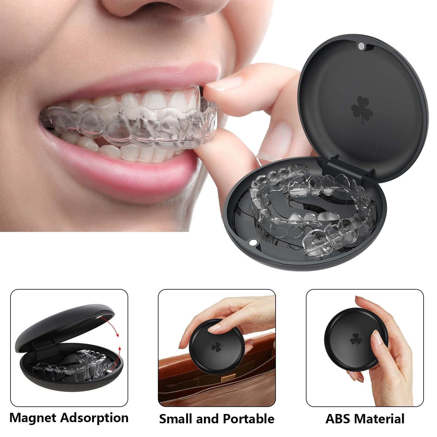 2 Pack Aligner and Retainer Case, Slim Aligner Case Compatible with Invisalign, Mouth Guard Case, Orthodontic Case, Teeth Braces Case, Night Guard Case Container Storage Holder Black. - Velinare