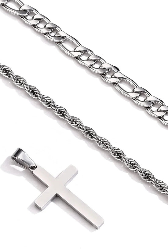2025 Graduation Gifts for Him Boys Kids Teenages Teen Boyfriend Brother Son Grandson Graduates Silver Cross Necklace Pendant Chain Set Catholic Religious Christian Jewelry Gifts Ideas Age - Velinare