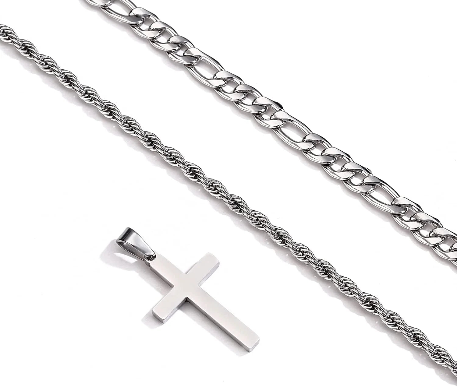 2025 Graduation Gifts for Him Boys Kids Teenages Teen Boyfriend Brother Son Grandson Graduates Silver Cross Necklace Pendant Chain Set Catholic Religious Christian Jewelry Gifts Ideas Age - Velinare