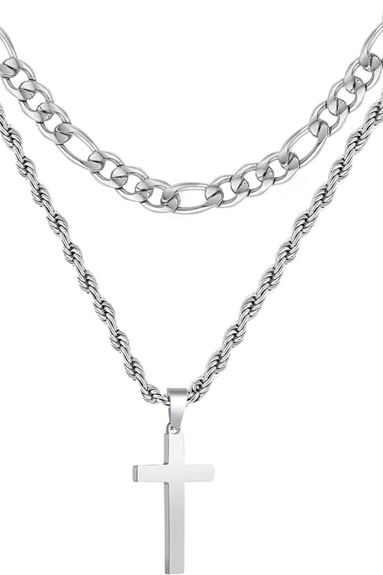 2025 Graduation Gifts for Him Boys Kids Teenages Teen Boyfriend Brother Son Grandson Graduates Silver Cross Necklace Pendant Chain Set Catholic Religious Christian Jewelry Gifts Ideas Age - Velinare