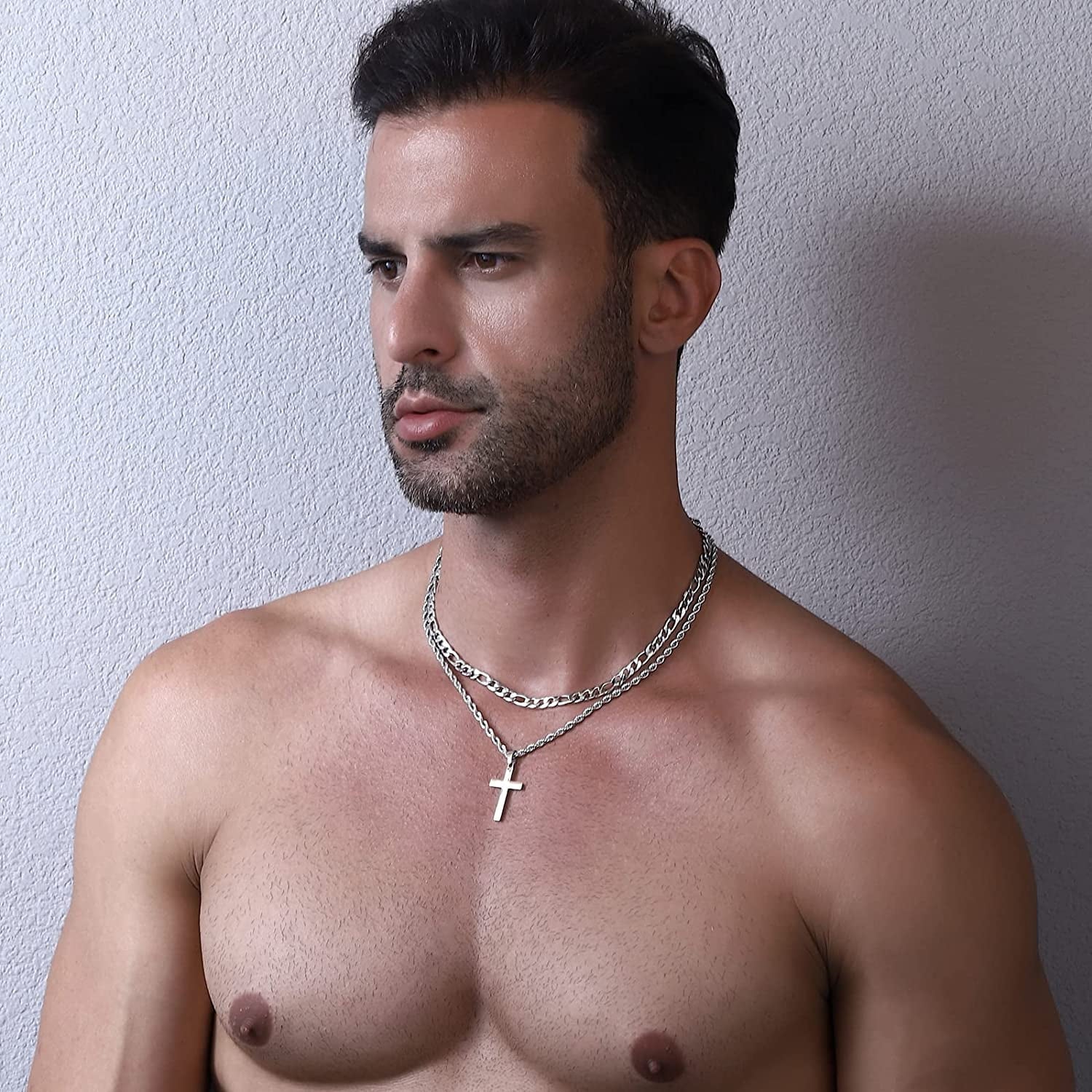 2025 Graduation Gifts for Him Boys Kids Teenages Teen Boyfriend Brother Son Grandson Graduates Silver Cross Necklace Pendant Chain Set Catholic Religious Christian Jewelry Gifts Ideas Age - Velinare