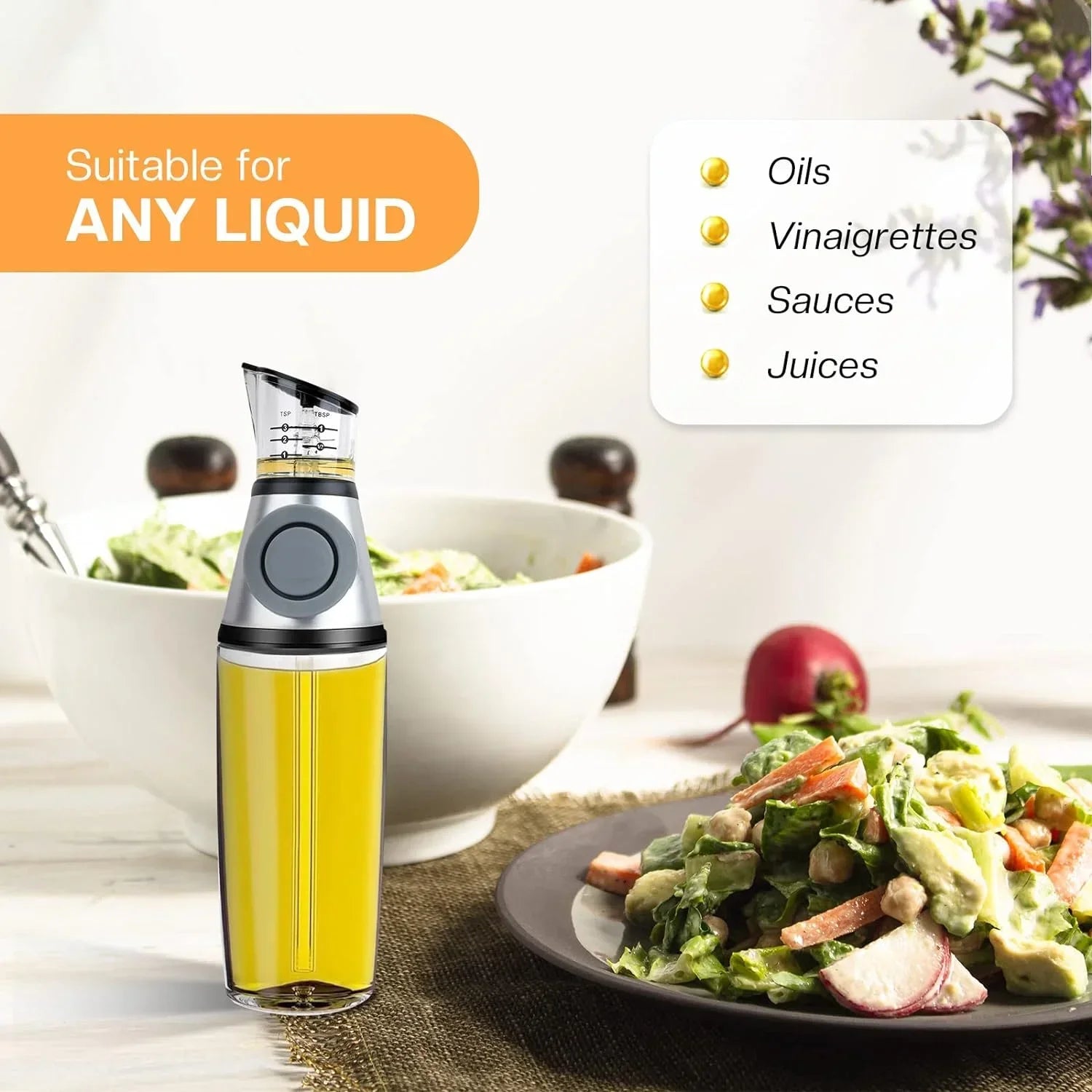Olive Oil Dispenser for Kitchenolive Oil Sprayer Mister for Cooking Non-Drip Oil Bottle Spout with Measurements for Cooking
