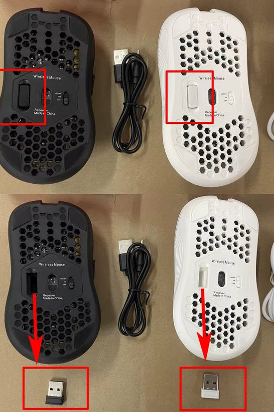 2.4G Wireless Mouse with RGB Backlit 6 - Button 3 - Speed DPI Type C Rechargeable Ergonomic Honeycomb Design Gaming Mouse - Velinare