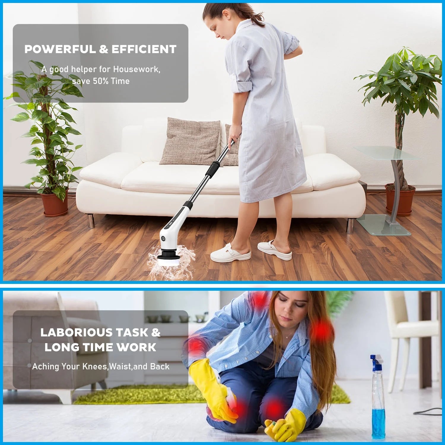Electric Spin Scrubber, Effortless Deep Cleaning, 7 in 1 Power Scrubber with Dual Speed Adjustable, Cordless Handheld Electric Cleaning Brush for Bathroom,Tile Cleaner and Car Polishing