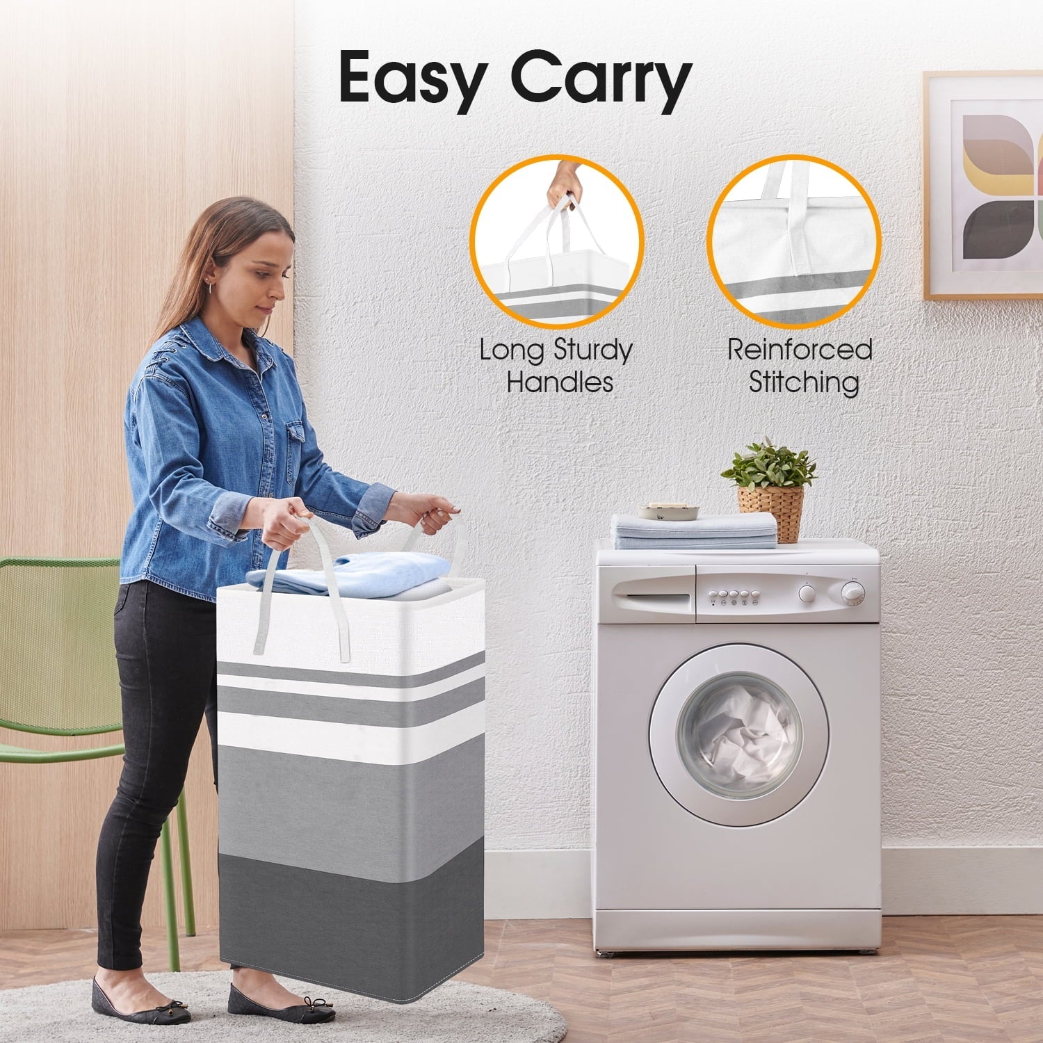 2Pack 75L Large Freestanding Laundry Hamper, Collapsible Laundry Basket Hamper with Handles Waterproof Clothes Hamper Organizer for Easy Storage - Velinare