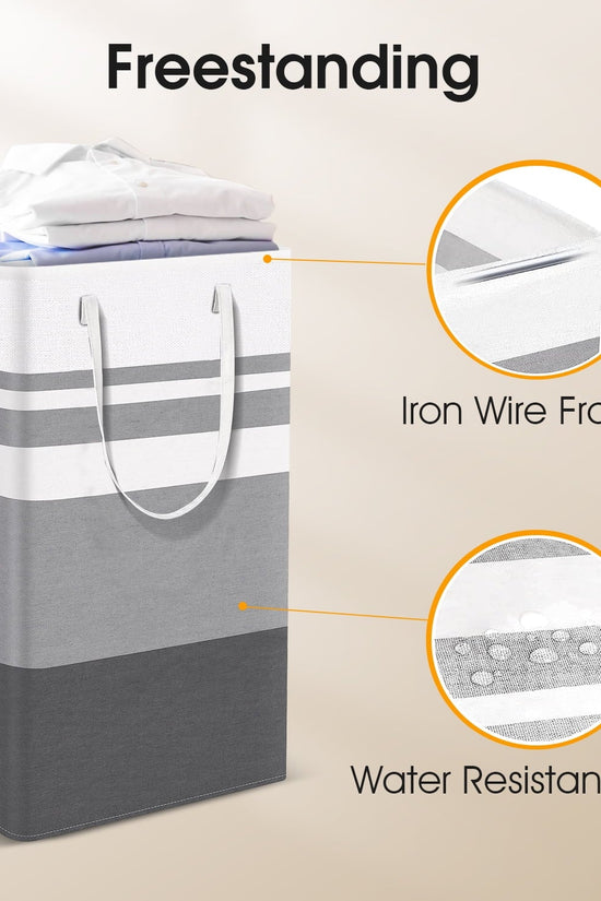 2Pack 75L Large Freestanding Laundry Hamper, Collapsible Laundry Basket Hamper with Handles Waterproof Clothes Hamper Organizer for Easy Storage - Velinare