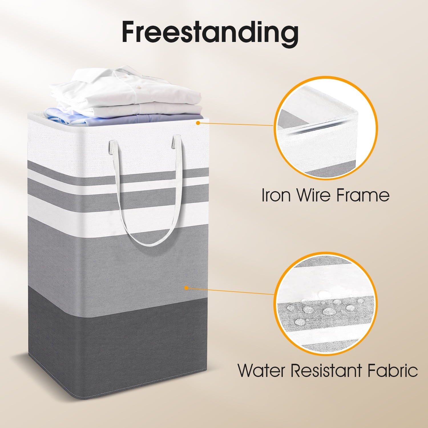 2Pack 75L Large Freestanding Laundry Hamper, Collapsible Laundry Basket Hamper with Handles Waterproof Clothes Hamper Organizer for Easy Storage - Velinare