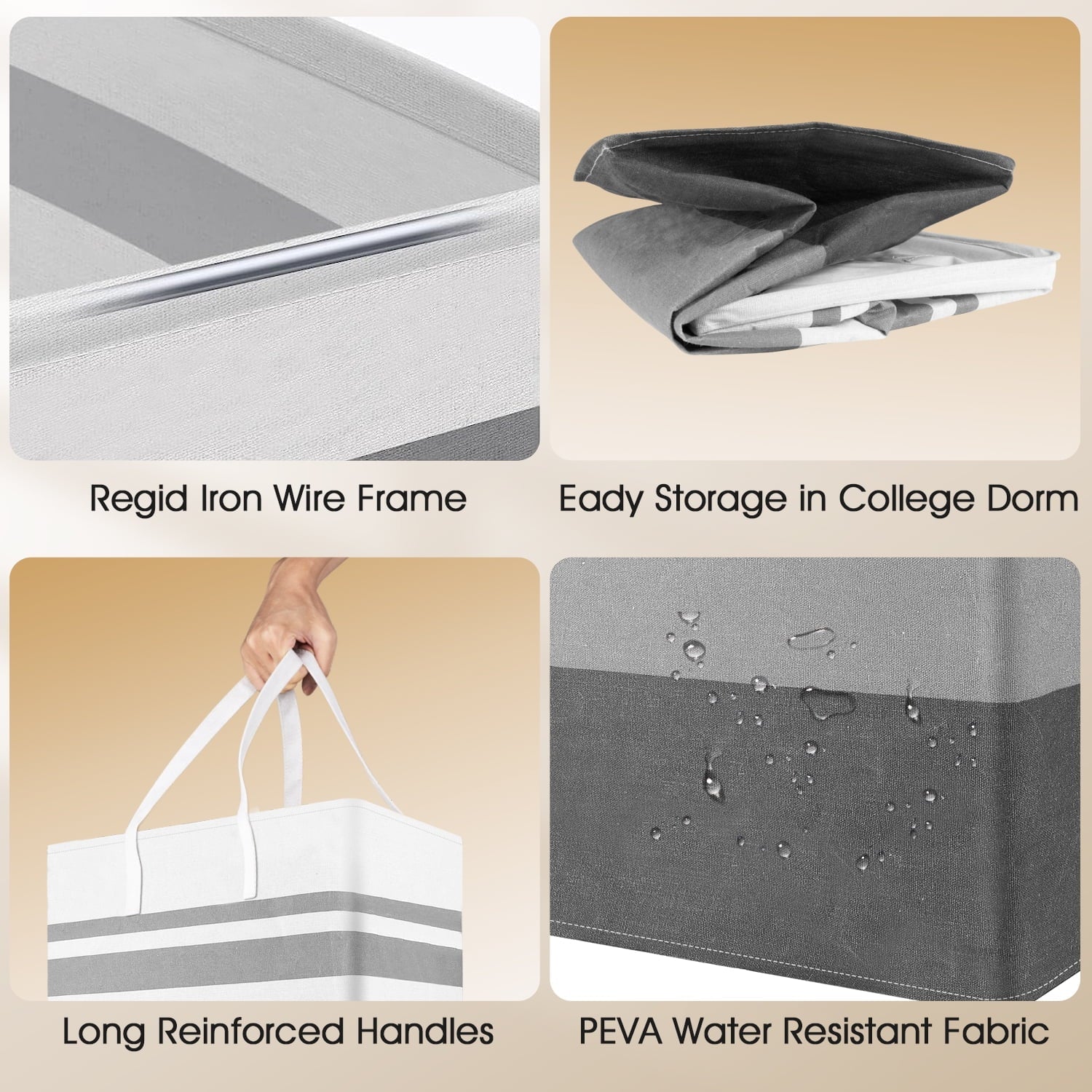 2Pack 75L Large Freestanding Laundry Hamper, Collapsible Laundry Basket Hamper with Handles Waterproof Clothes Hamper Organizer for Easy Storage - Velinare