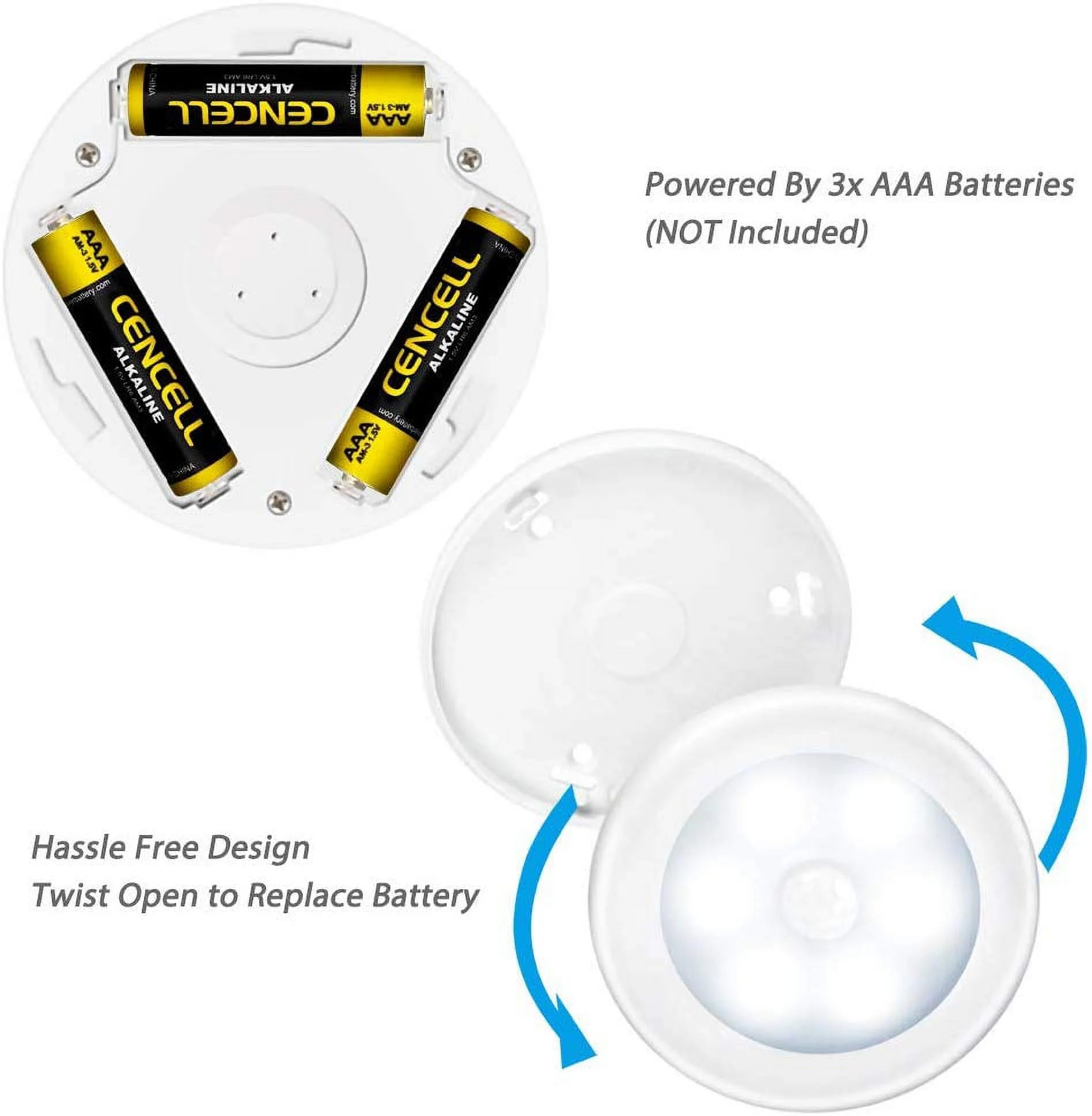 3 Pcs LED Motion Sensor Lights - Motion Sensing Bathroom Hallway Closet Nightlight - Velinare