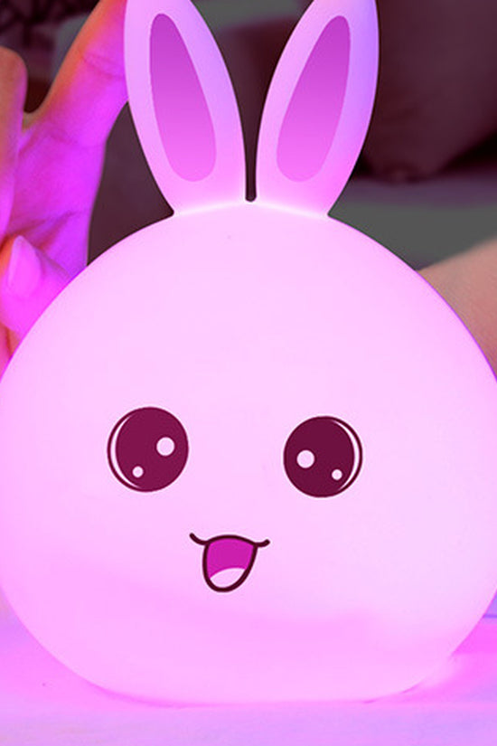 Cute Night Light Animal Rabbit Night Lamps Touch Sensor Silicone LED Colorful Lights