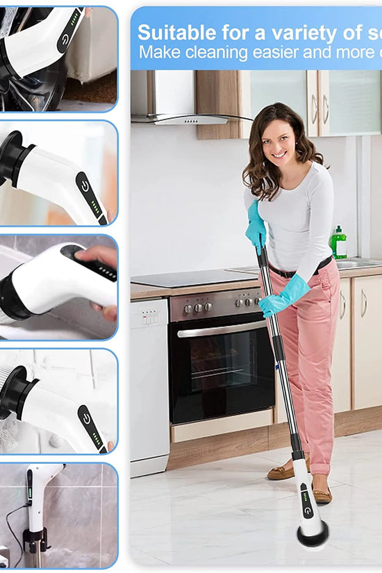 Electric Spin Scrubber, Effortless Deep Cleaning, 7 in 1 Power Scrubber with Dual Speed Adjustable, Cordless Handheld Electric Cleaning Brush for Bathroom,Tile Cleaner and Car Polishing