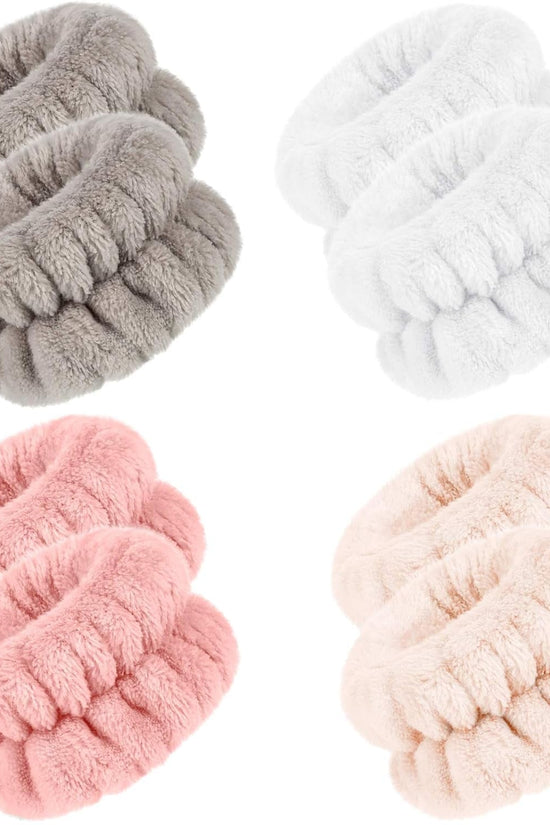 4 Pairs Wrist Bands for Washing Face Wrist Spa Microfiber Wash Towel Band Scrunchies Absorbent Wristbands Sweatband for Women Prevent Liquid from Spilling(Stylish Colors) - Velinare