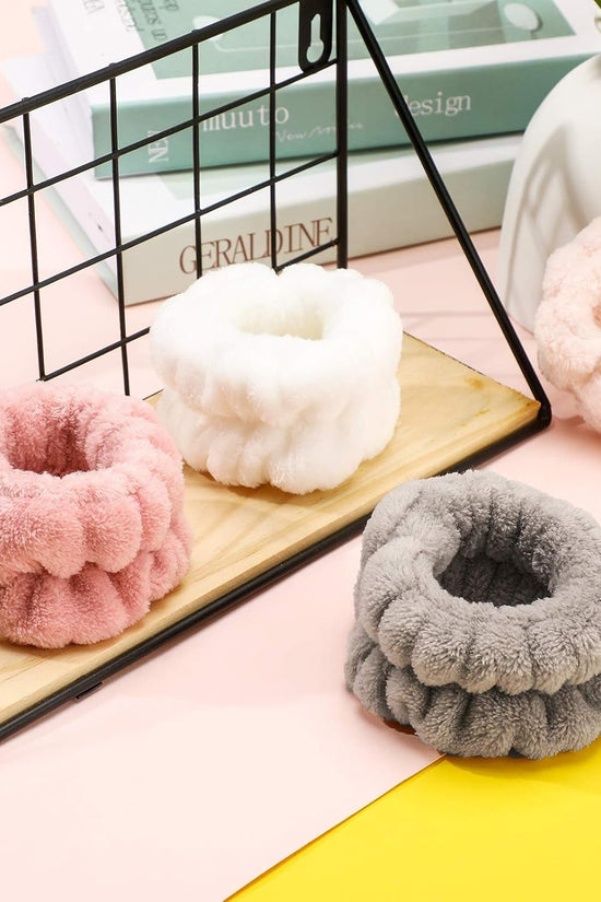 4 Pairs Wrist Bands for Washing Face Wrist Spa Microfiber Wash Towel Band Scrunchies Absorbent Wristbands Sweatband for Women Prevent Liquid from Spilling(Stylish Colors) - Velinare