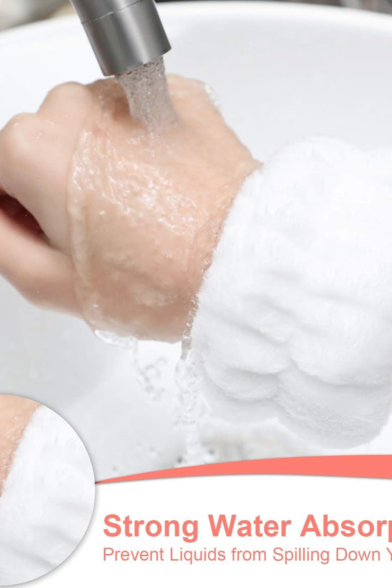 4 Pairs Wrist Bands for Washing Face Wrist Spa Microfiber Wash Towel Band Scrunchies Absorbent Wristbands Sweatband for Women Prevent Liquid from Spilling(Stylish Colors) - Velinare