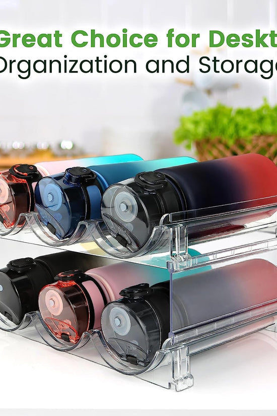 Water Bottle Organizer for Cabinet, Water Bottle Storage Organizer, 2 Packs Water Bottle Storage Rack, Water Bottle Holder for Cabinet, Stackable Water Bottle Storage Rack