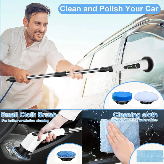Electric Spin Scrubber, Effortless Deep Cleaning, 7 in 1 Power Scrubber with Dual Speed Adjustable, Cordless Handheld Electric Cleaning Brush for Bathroom,Tile Cleaner and Car Polishing