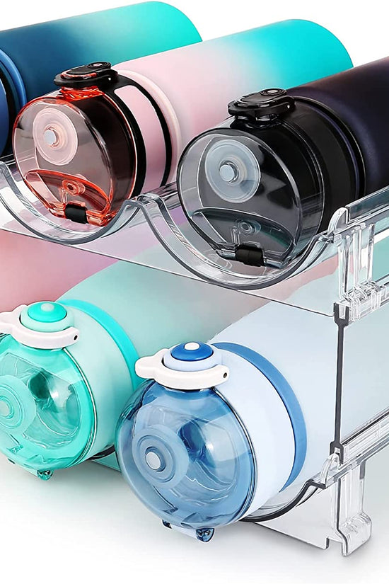 Water Bottle Organizer for Cabinet, Water Bottle Storage Organizer, 2 Packs Water Bottle Storage Rack, Water Bottle Holder for Cabinet, Stackable Water Bottle Storage Rack