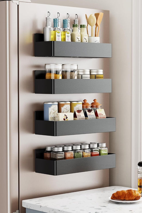 4Pack Magnetic Spice Rack Organizer for Refrigerator Fridge Storage Shelf Holder - Velinare