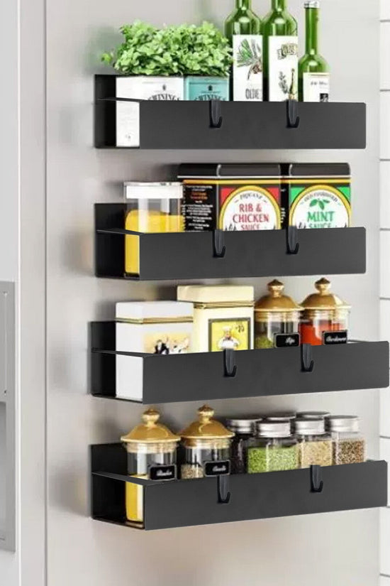 4Pack Magnetic Spice Rack Organizer for Refrigerator Fridge Storage Shelf Holder - Velinare