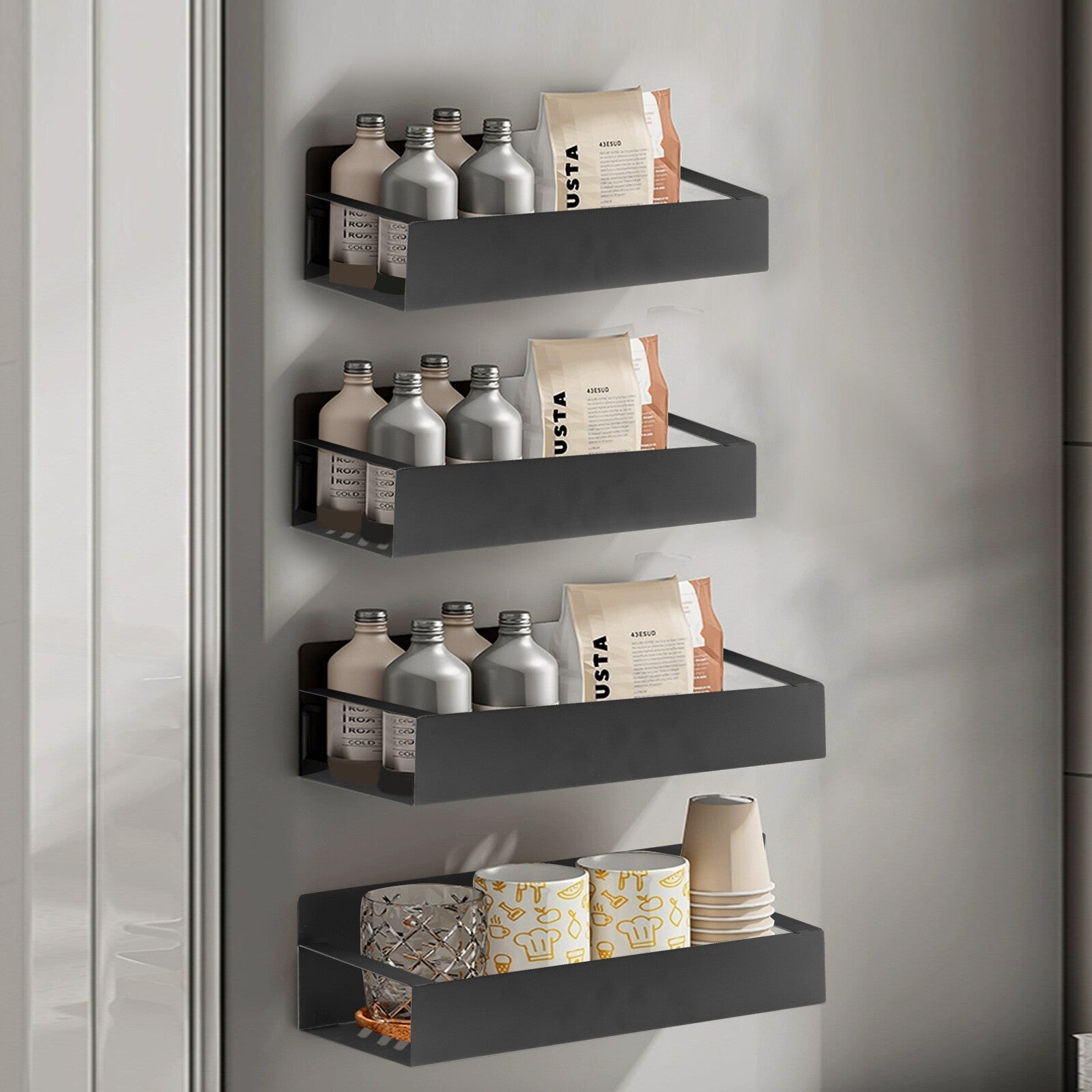 4Pack Magnetic Spice Rack Organizer for Refrigerator Fridge Storage Shelf Holder - Velinare