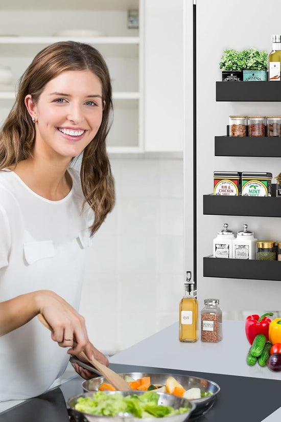 4Pack Magnetic Spice Rack Organizer for Refrigerator Fridge Storage Shelf Holder - Velinare