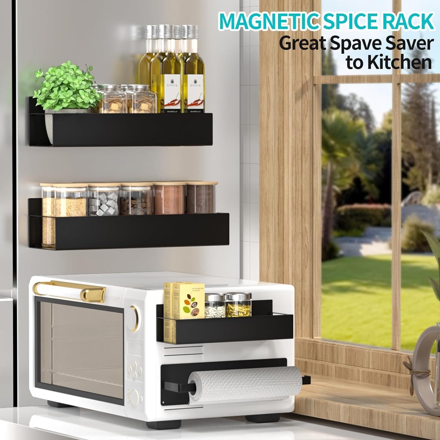 4Pack Magnetic Spice Rack Organizer for Refrigerator Fridge Storage Shelf Holder - Velinare