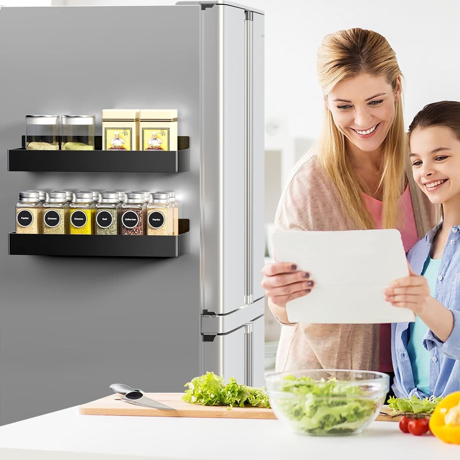4Pack Magnetic Spice Rack Organizer for Refrigerator Fridge Storage Shelf Holder - Velinare