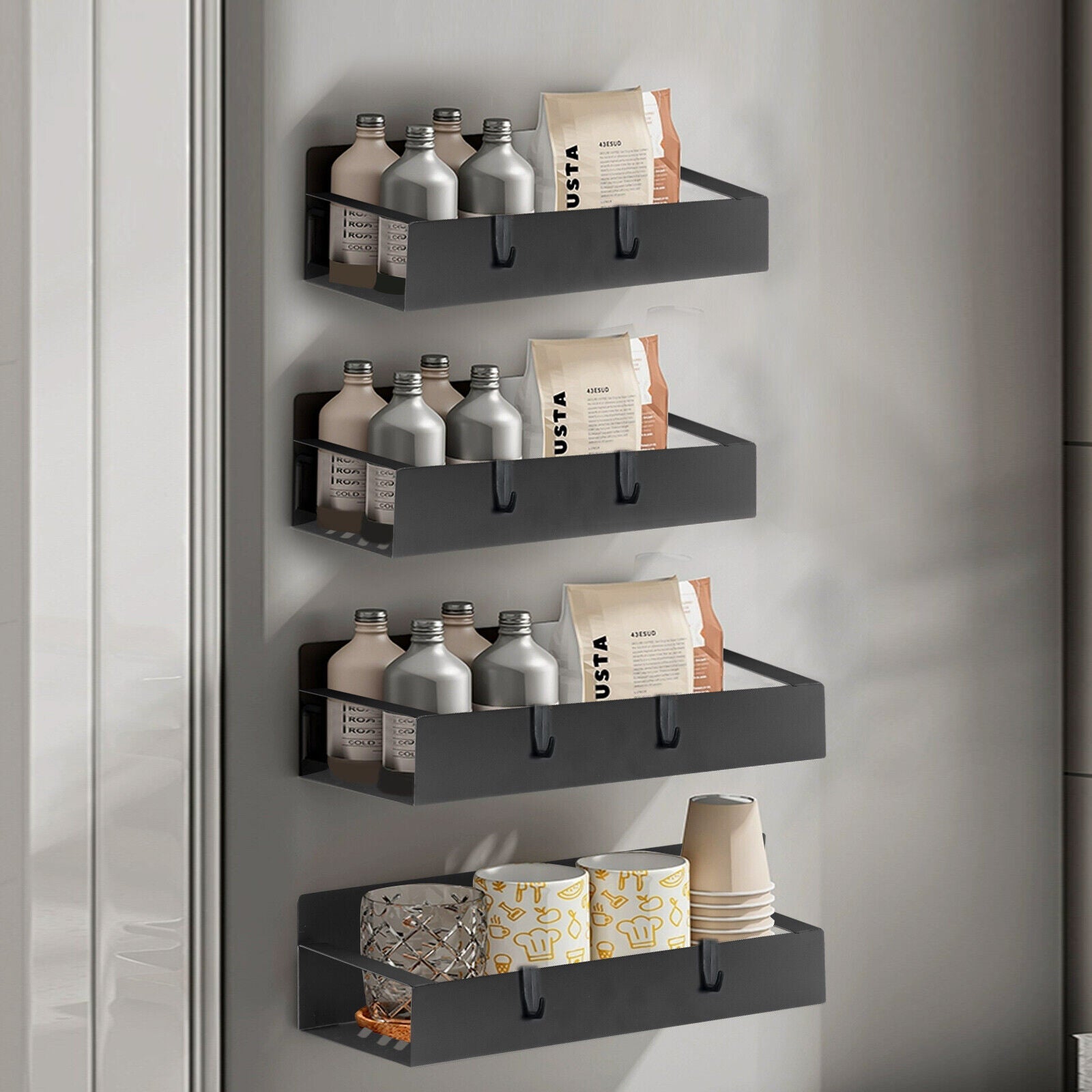 4Pack Magnetic Spice Rack Organizer for Refrigerator Fridge Storage Shelf Holder - Velinare