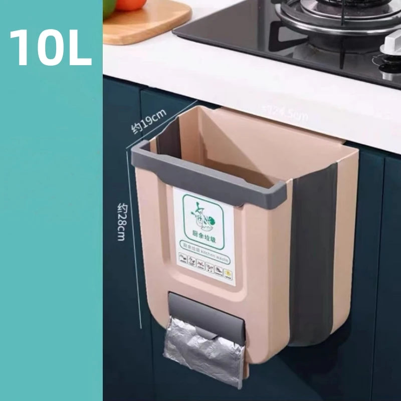 1Pcs Hanging Kitchen Folding Trash Can Household Cabinet Hanging Storage Trash Basket Creative Classification Hanging Trash Can