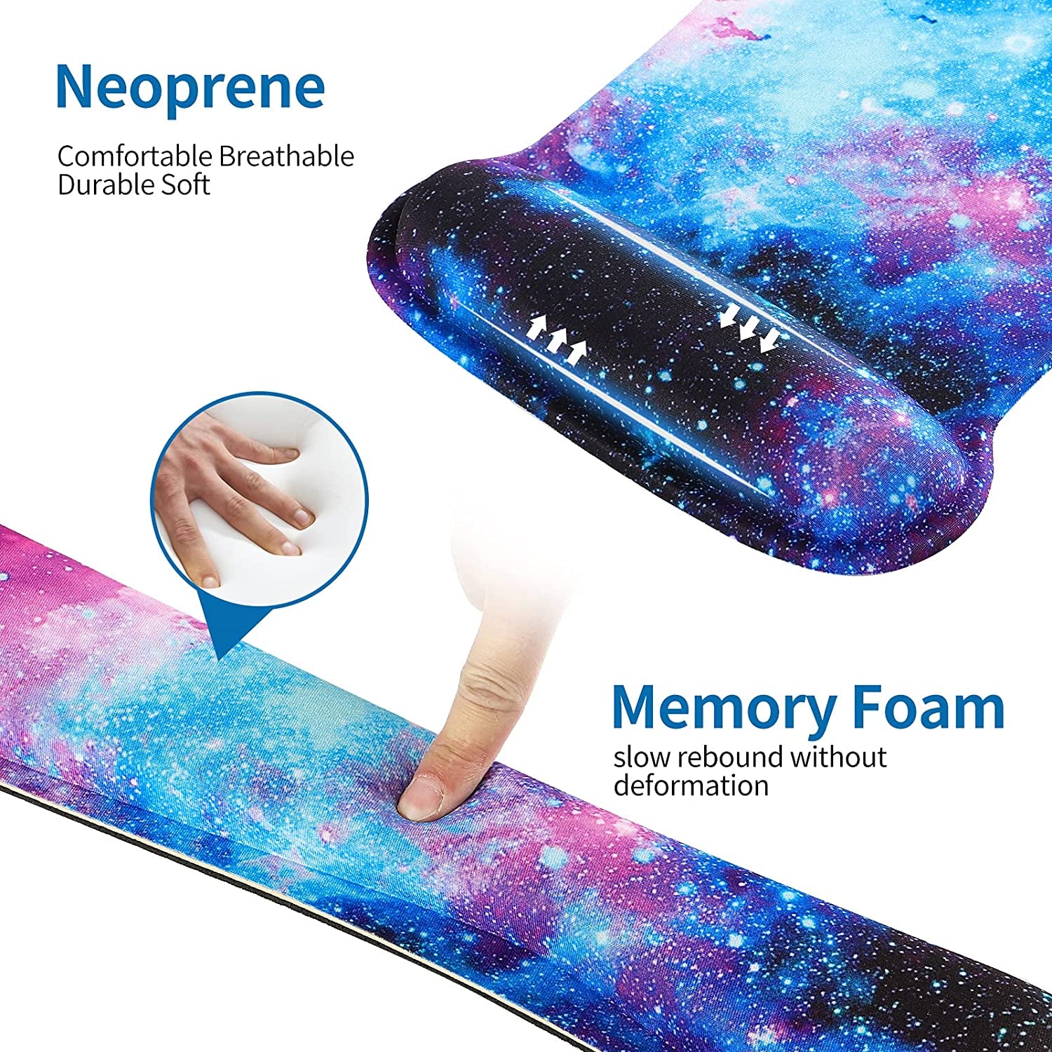 Keyboard Wrist Rest Pad and Mouse Wrist Rest Support Mouse Pad Set,Sturdy & Comfortable & Lightweight for Easy Typing & Pain Relief-Ergonomic Support (Galaxy)