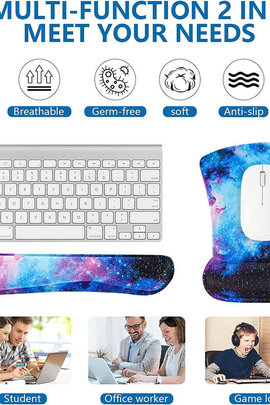 Keyboard Wrist Rest Pad and Mouse Wrist Rest Support Mouse Pad Set,Sturdy & Comfortable & Lightweight for Easy Typing & Pain Relief-Ergonomic Support (Galaxy)