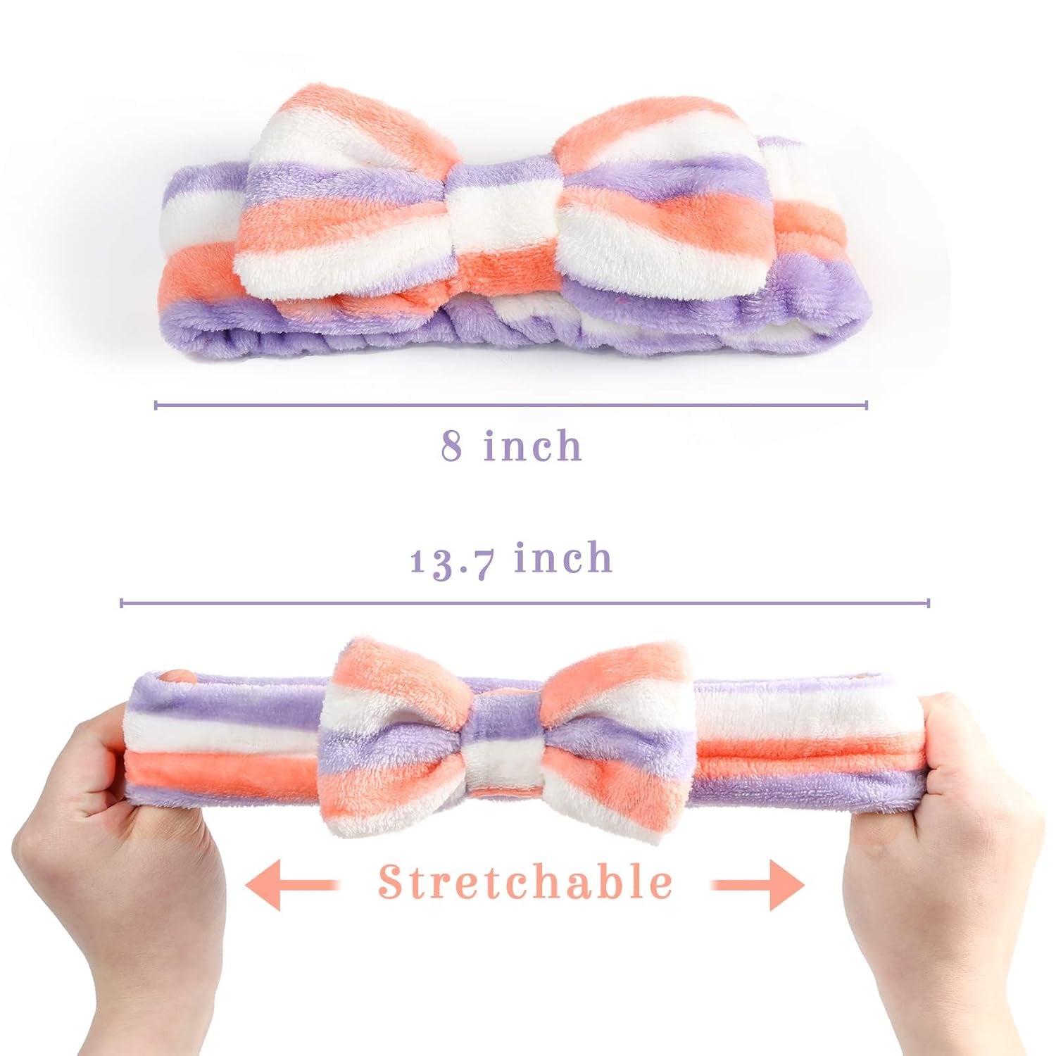 8Pack Spa Headband for Women, Makeup Headband for Washing Face, Skincare Fuzzy Hair Bands for Teen Girls Kids, Coral Fleece - Velinare