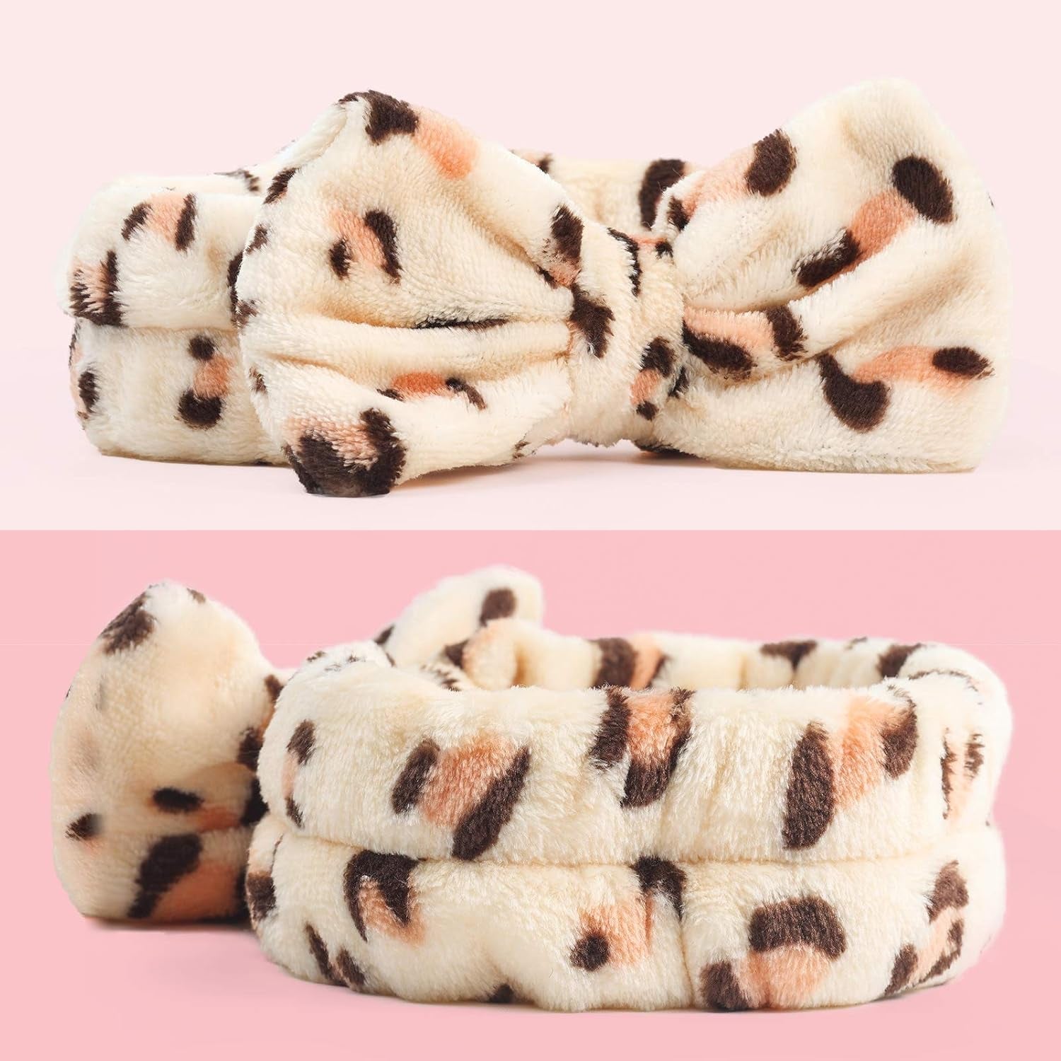 8Pack Spa Headband for Women, Makeup Headband for Washing Face, Skincare Fuzzy Hair Bands for Teen Girls Kids, Coral Fleece - Velinare