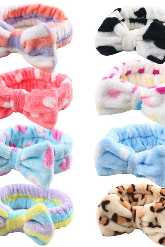 8Pack Spa Headband for Women, Makeup Headband for Washing Face, Skincare Fuzzy Hair Bands for Teen Girls Kids, Coral Fleece - Velinare