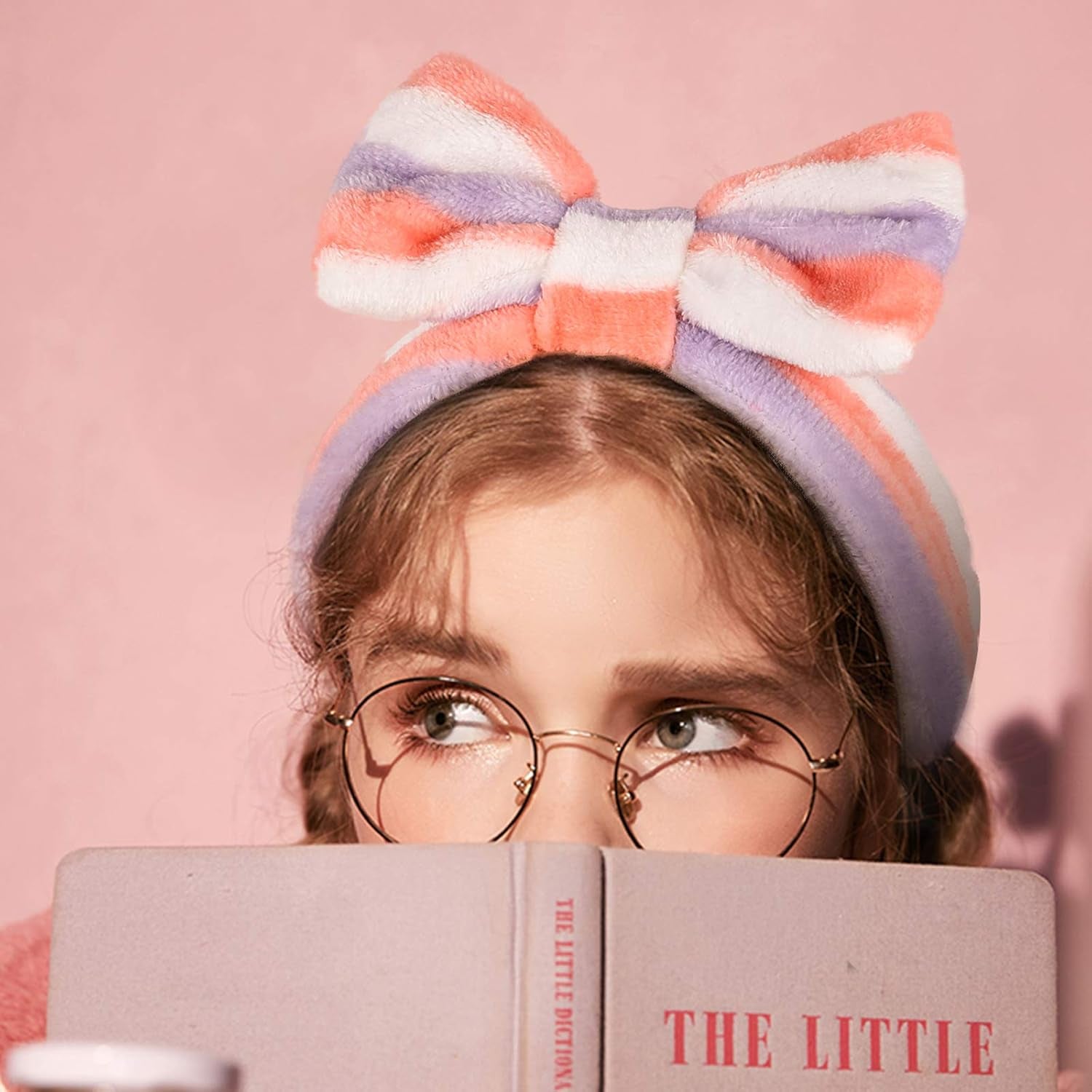 8Pack Spa Headband for Women, Makeup Headband for Washing Face, Skincare Fuzzy Hair Bands for Teen Girls Kids, Coral Fleece - Velinare