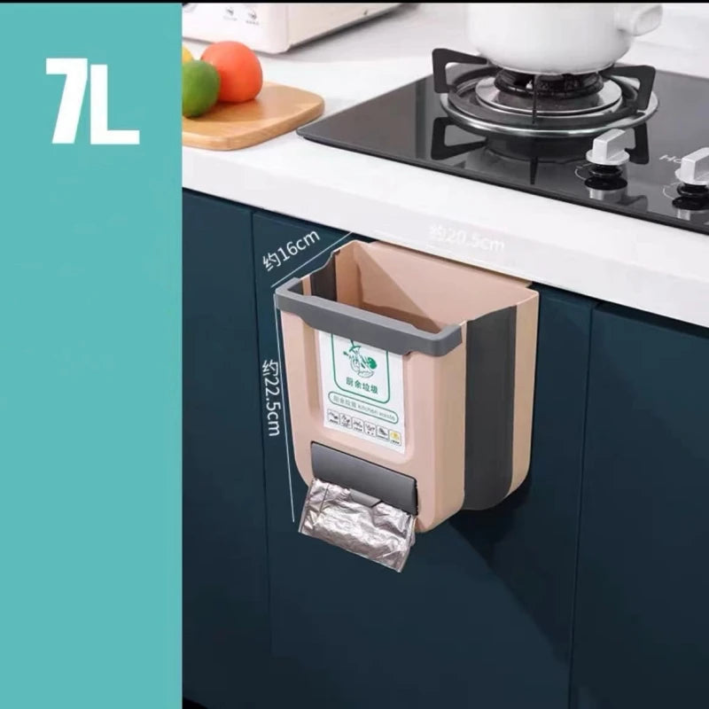 1Pcs Hanging Kitchen Folding Trash Can Household Cabinet Hanging Storage Trash Basket Creative Classification Hanging Trash Can