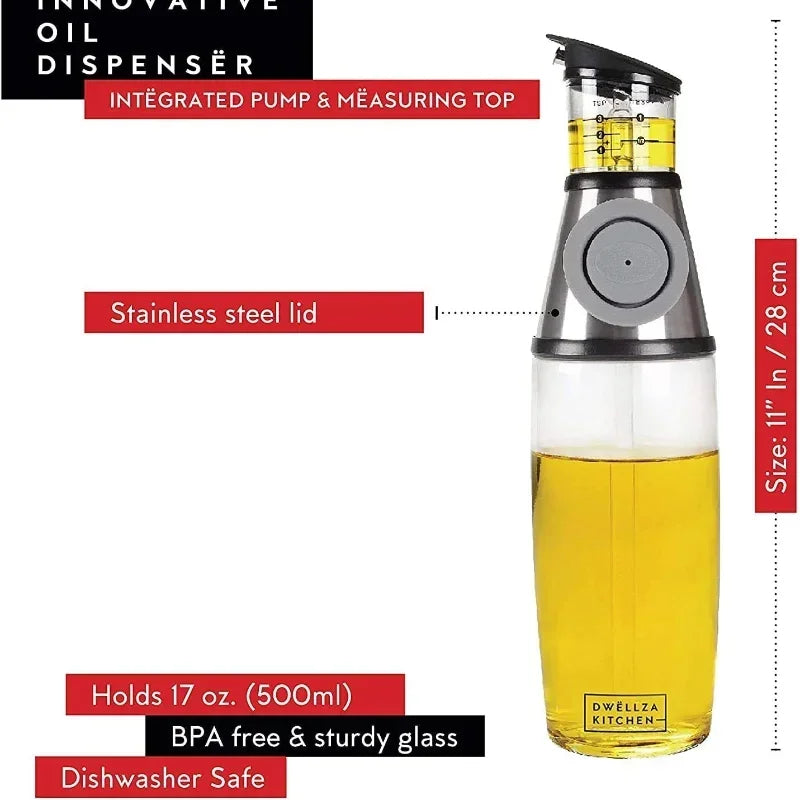 Olive Oil Dispenser for Kitchenolive Oil Sprayer Mister for Cooking Non-Drip Oil Bottle Spout with Measurements for Cooking